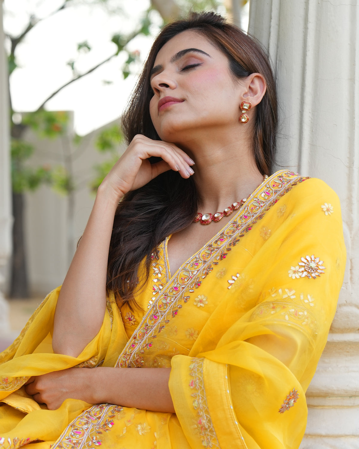 Polki enamel Silver Necklace